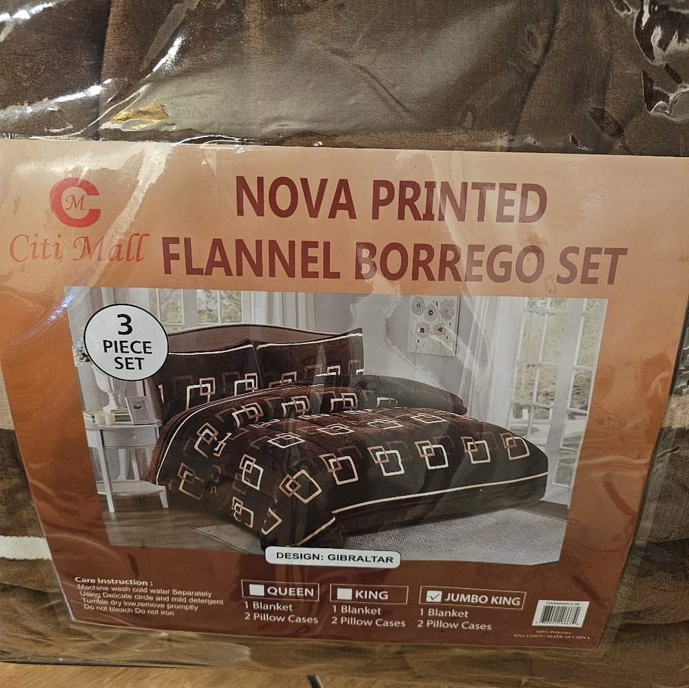 Brown Flannel Borrego Bedding 3 Piece Set